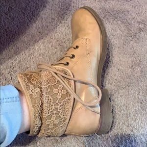 Tan combat boots